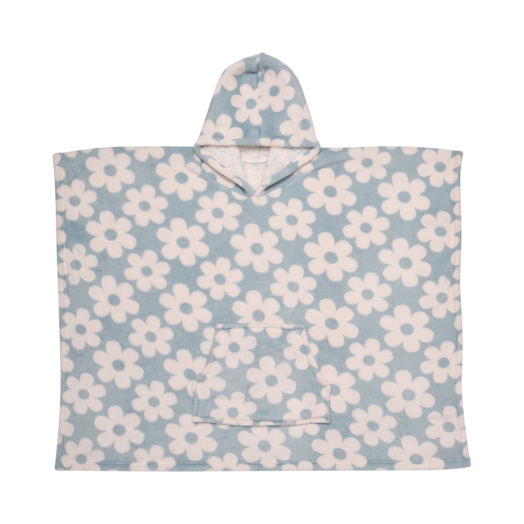 Retro Flower Hooded Throw by Bedlam in Duck Egg 75 x 92.5cm - Hooded Throw - Bedlam