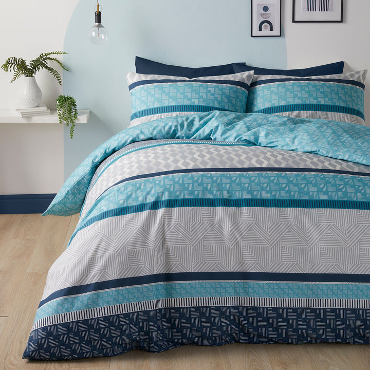 Rico Duvet Cover Set by Fusion in Teal - Duvet Cover Set - Fusion