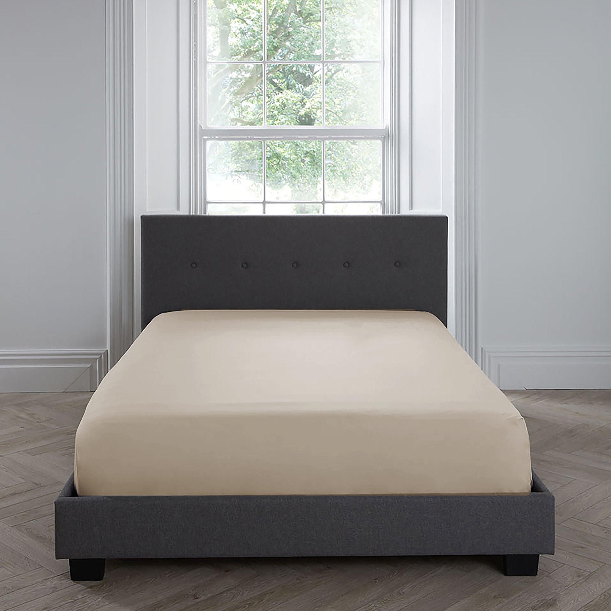 Plain Dye 32cm Fitted Bed Sheet by Serene in Natural - 32cm Fitted Bed Sheet - Serene