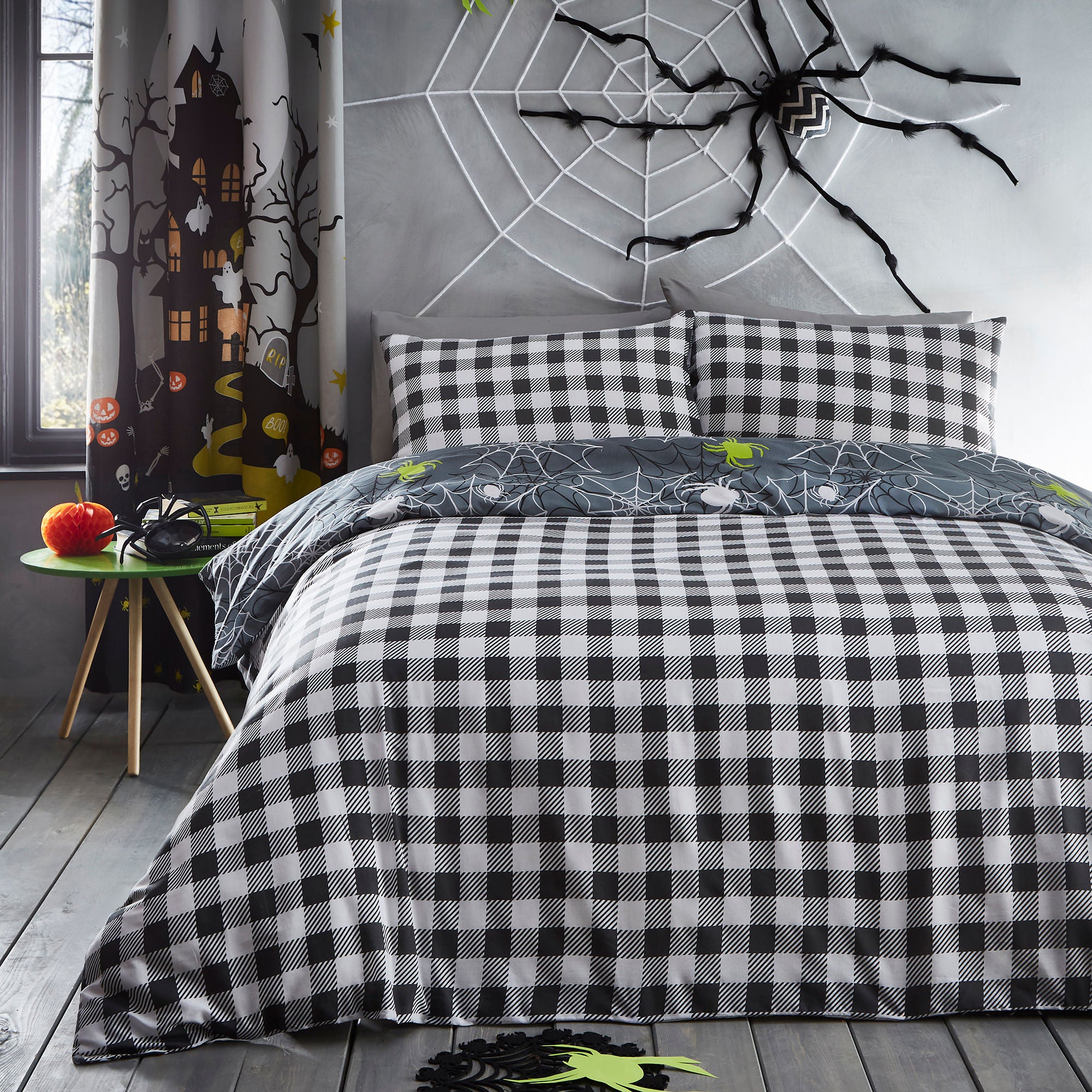 Spiders Duvet Cover Set by Bedlam in Grey - Duvet Cover Set - Bedlam