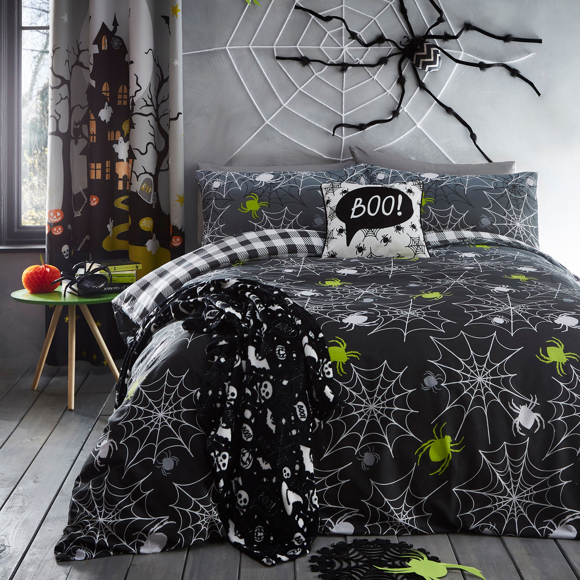 Spiders Duvet Cover Set by Bedlam in Grey - Duvet Cover Set - Bedlam