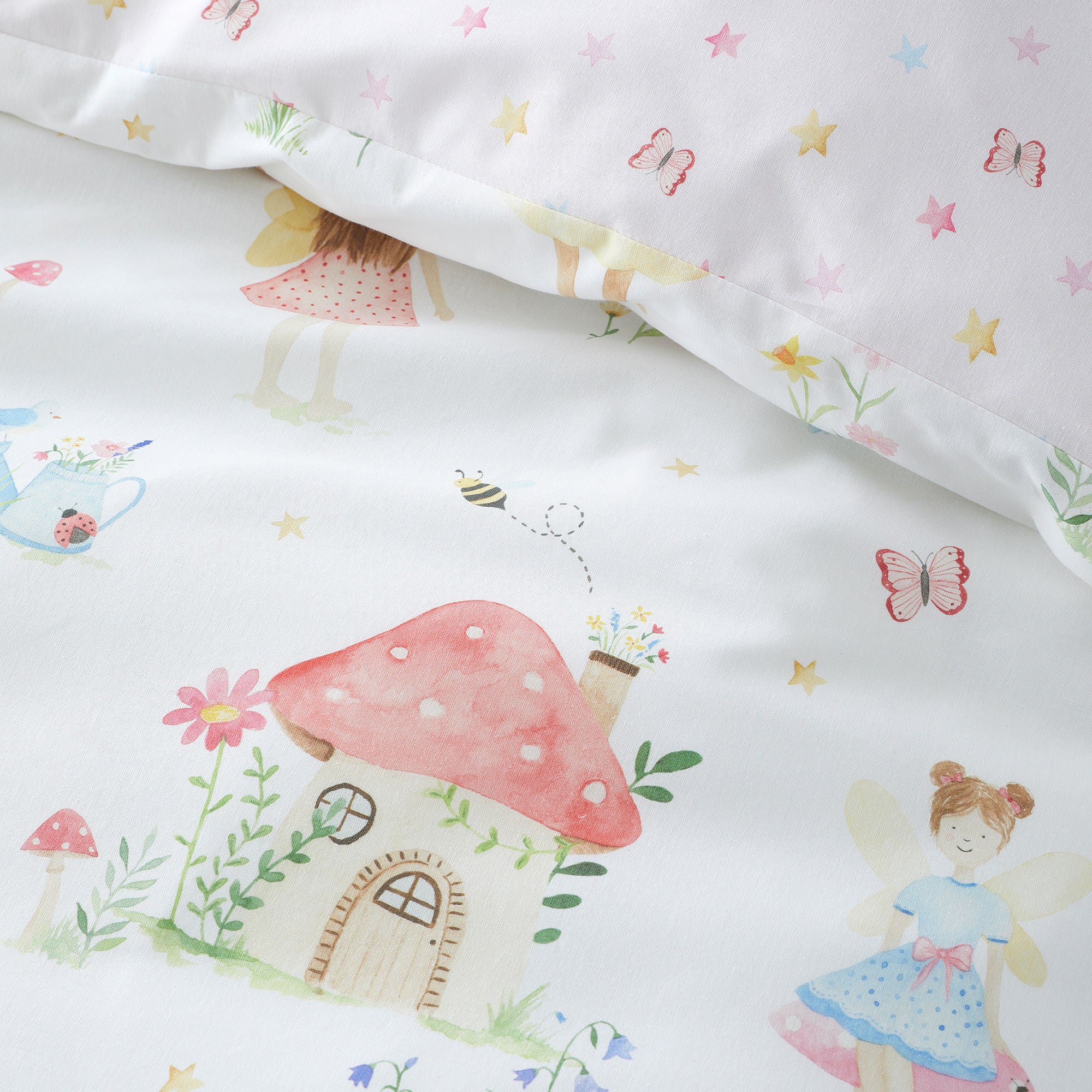 Summer Fairies Duvet Cover Set in Pink - Duvet Cover Set - Bedlam
