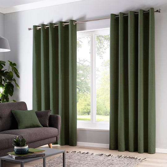 Sorbonne Eyelet Curtains in Bottle Green