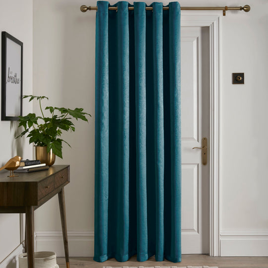 Strata Eyelet Single Panel Door Curtain in Dark Green/New Green