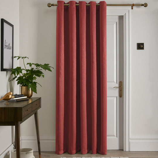 Strata Eyelet Single Panel Door Curtain in Terracotta