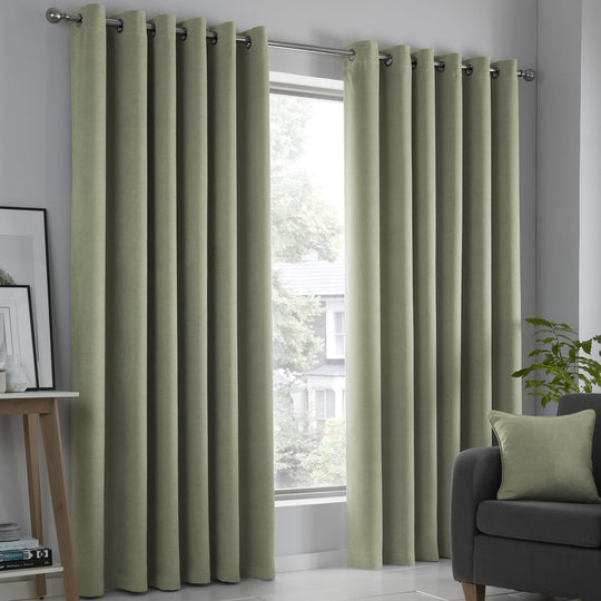 Strata Eyelet Curtains in Green
