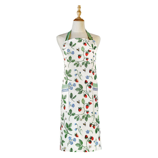 Strawberry Patch Cotton Apron in Green