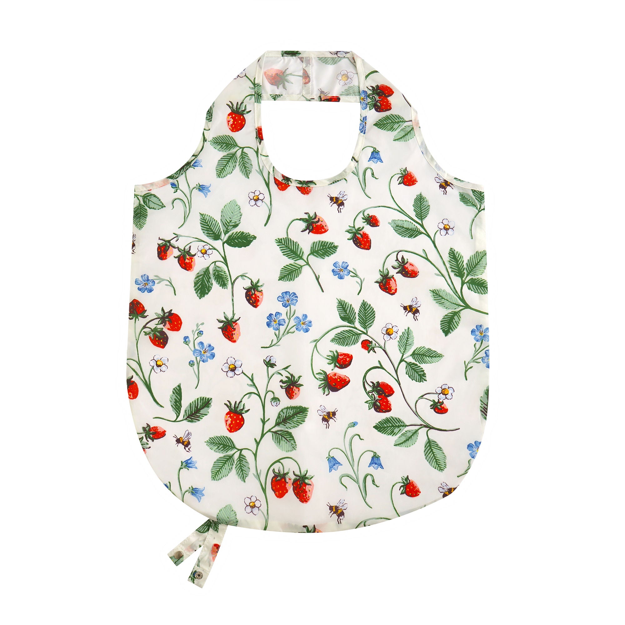 Strawberry Patch Foldable Tote Bag Medium in Green - Bag - Ulster Weavers