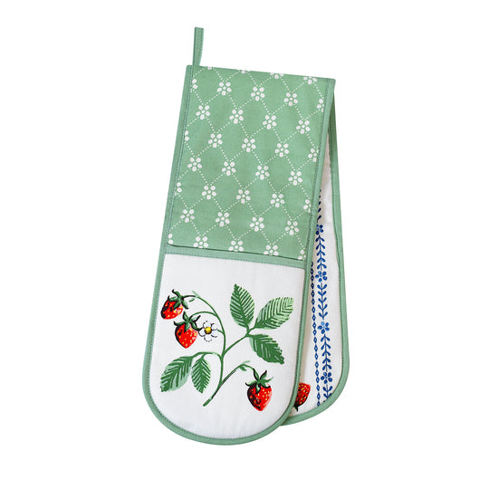 Strawberry Patch Double Oven Glove in Green