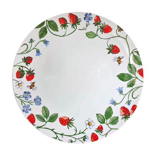Strawberry Patch Porcelain Dinner Plate in Green