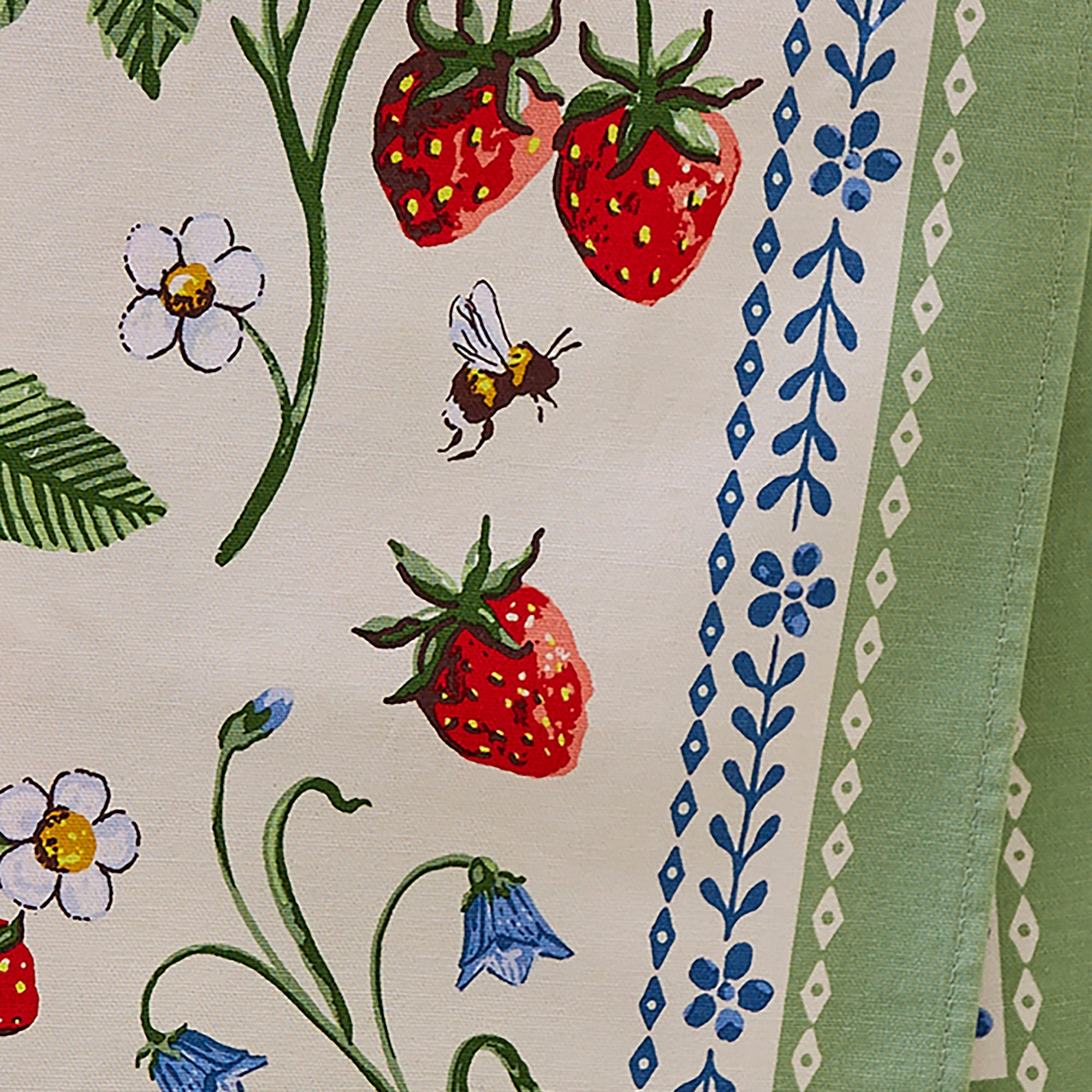 Strawberry Patch Cotton Tea Towel in Green - Tea Towel - Ulster Weavers