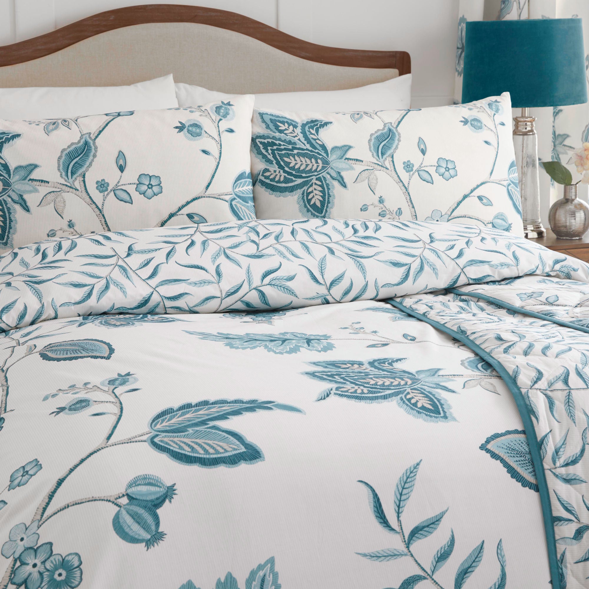 Samira Bedspread by Dreams & Drapes Design in Teal 200cm X 230cm - Bedspread - Dreams & Drapes Design