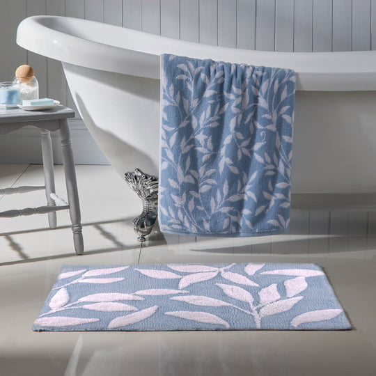 Sandringham Bath Mat in Blue 50 x 80cm
