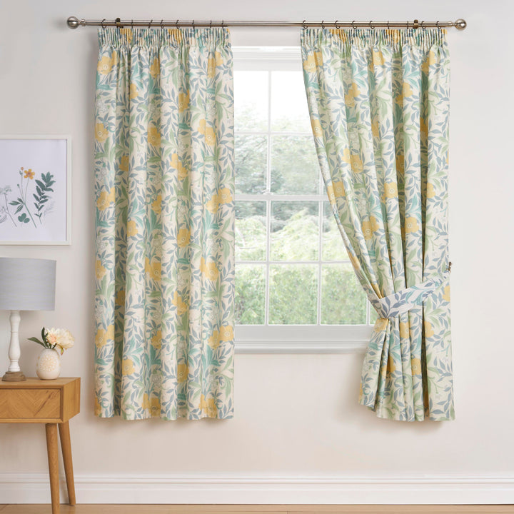 Sandringham Pair of Pencil Pleat Curtains With Tie-Backs by Dreams & Drapes Design in Duck Egg - Pair of Pencil Pleat Curtains With Tie-Backs - Dreams & Drapes Design