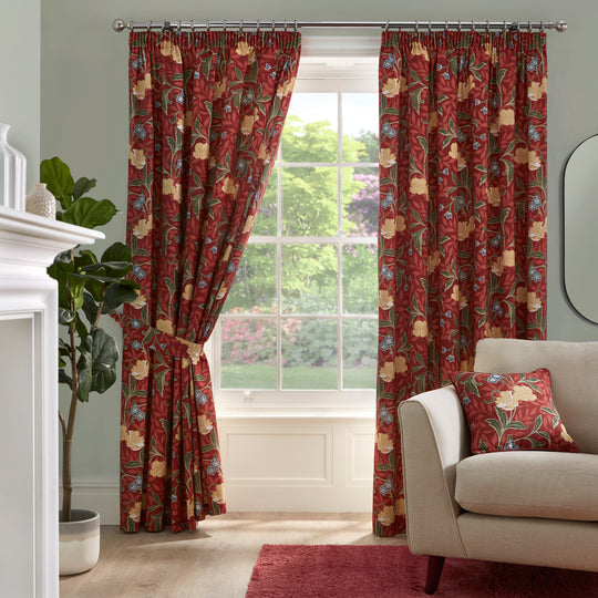 Sandringham Pencil Pleat Curtains in Red
