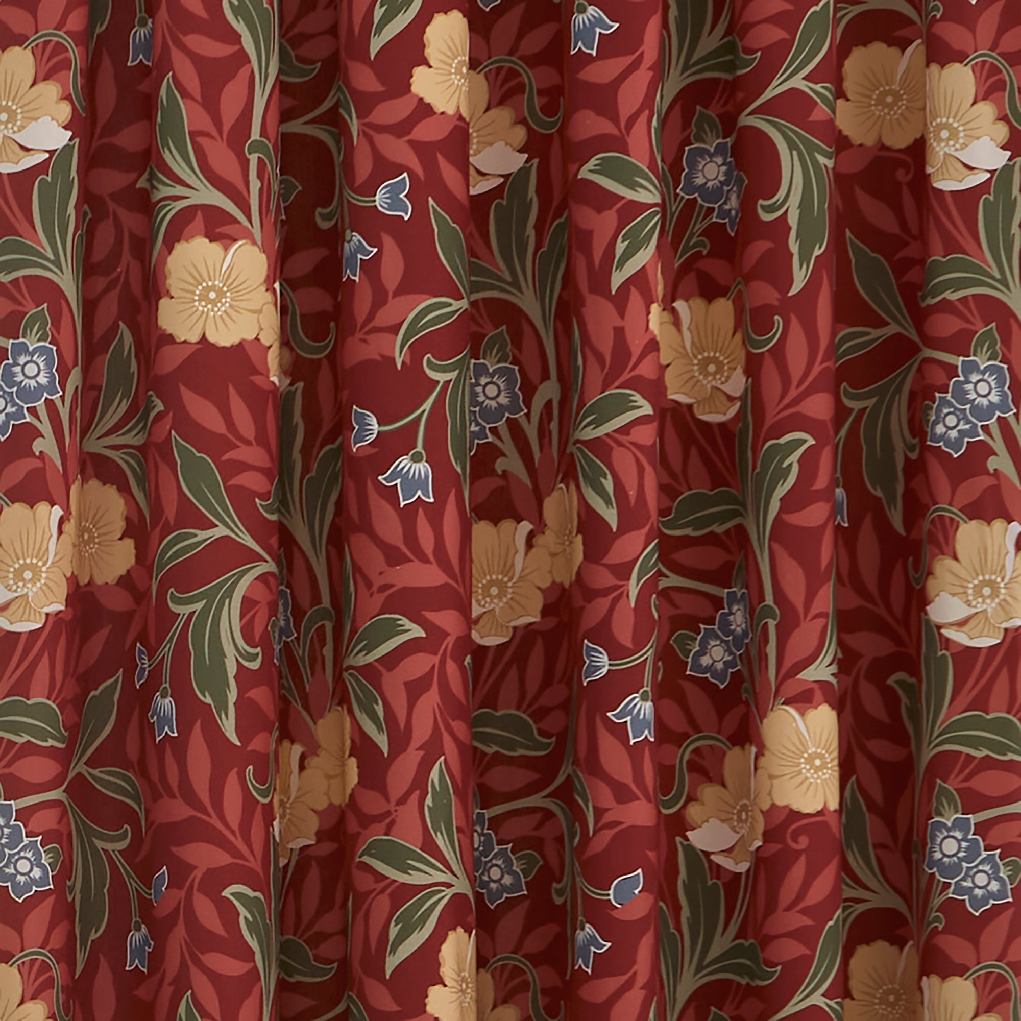 Sandringham Pair of Pencil Pleat Curtains With Tie-Backs by Dreams & Drapes in Red - Pair of Pencil Pleat Curtains With Tie-Backs - Dreams & Drapes Curtains
