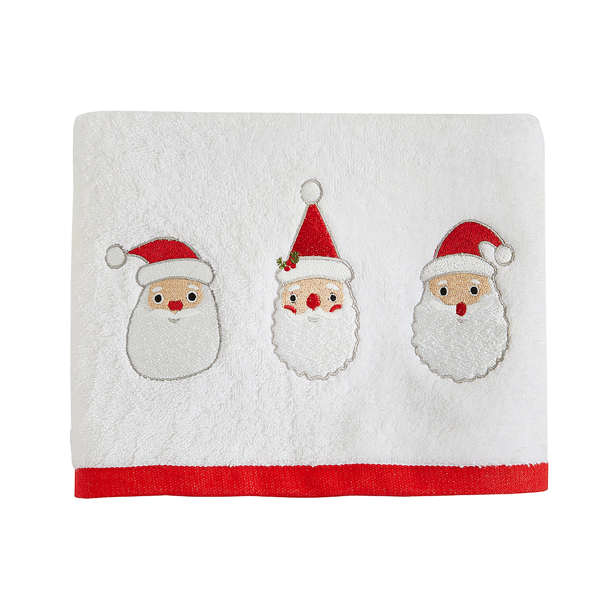 Santa Hand Towel (2 pack) by Fusion Christmas in White 50 x 90cm - Hand Towel (2 pack) - Fusion Christmas