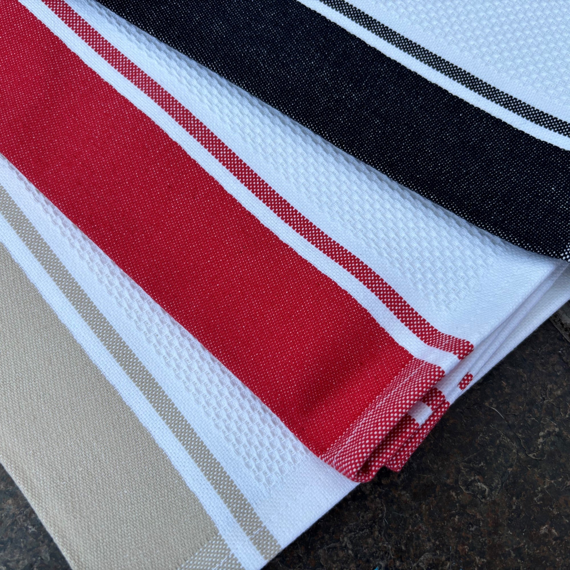 Waffle Cotton Tea Towel in Black - Tea Towel - Ulster Weavers