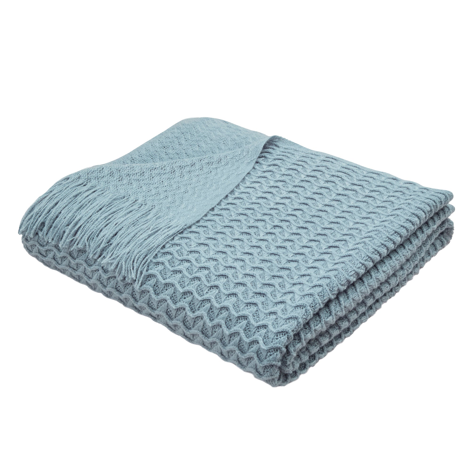 Textured Knit Throw in Blue 130 x 180cm