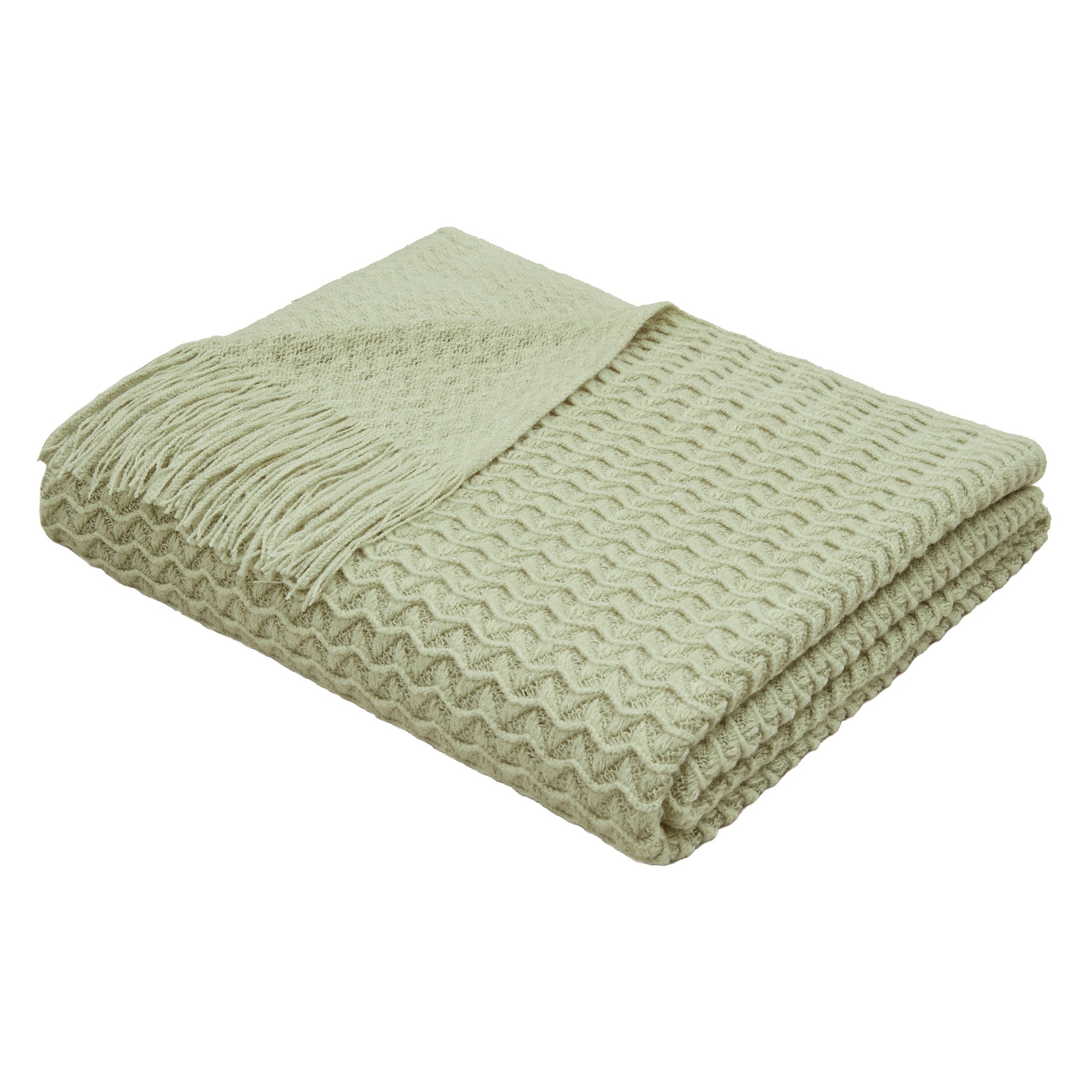 Textured Knit Throw in Green 130 x 180cm