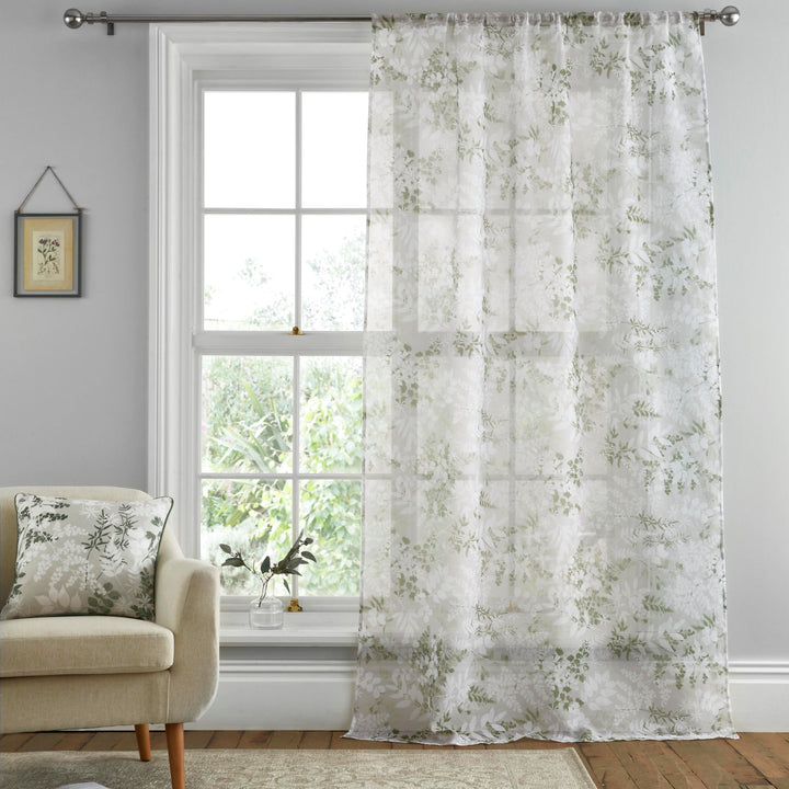 Tiverton Voile Panel by Dreams & Drapes in Green - Voile Panel - Dreams & Drapes Curtains