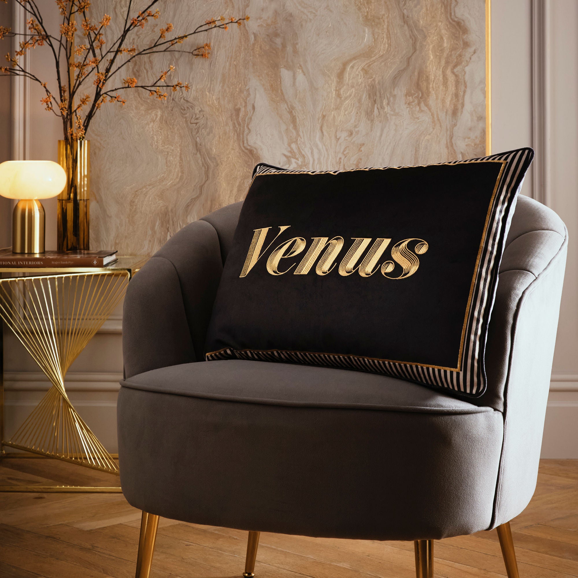 Venus Signature Cushion in Black 40 x 60cm
