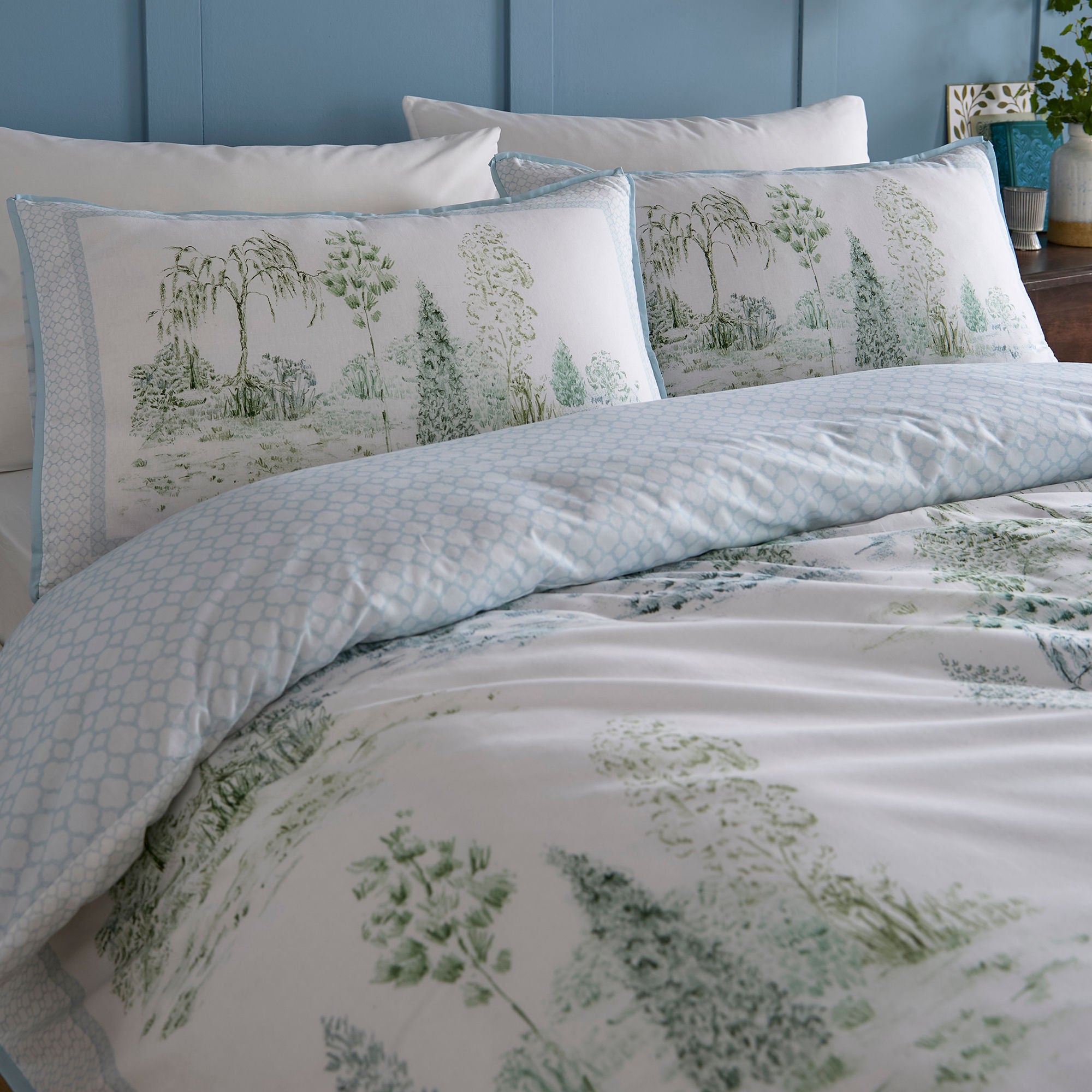 Willow Tree Scene Duvet Cover Set in Blue - Duvet Cover Set - Appletree