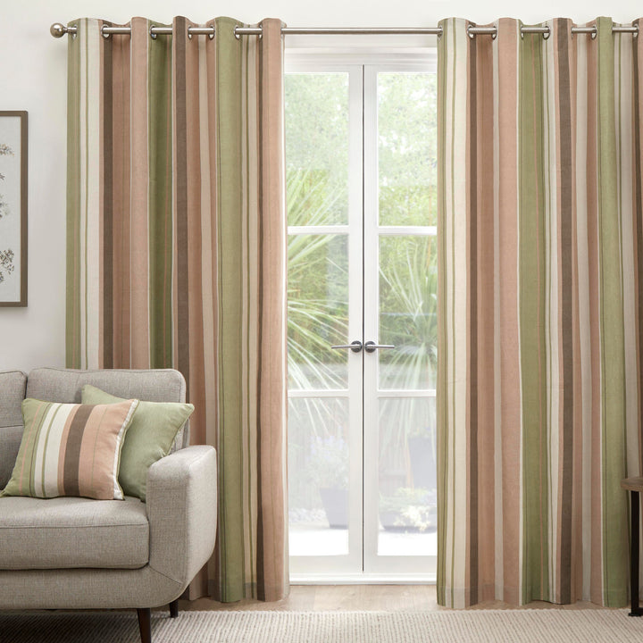 Whitworth Pair of Eyelet Curtains by Fusion in Green - Pair of Eyelet Curtains - Fusion