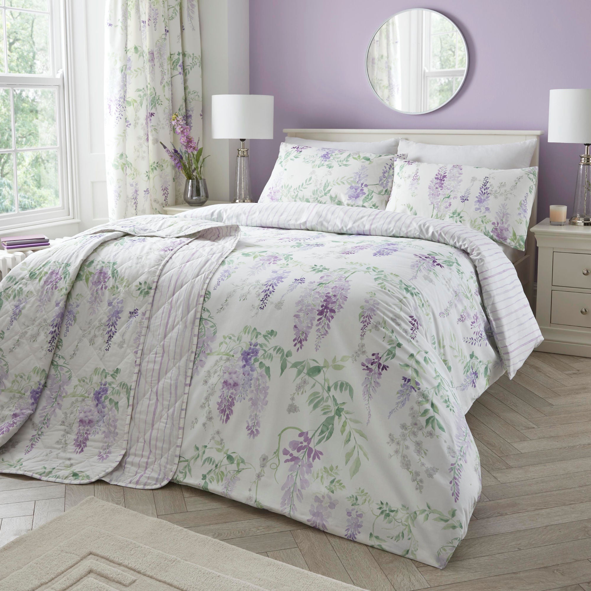 Wisteria Bedspread by Dreams & Drapes Design in Lilac 200cm X 230cm - Bedspread - Dreams & Drapes Design