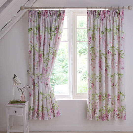 Wisteria Pencil Pleat Curtains in Pink