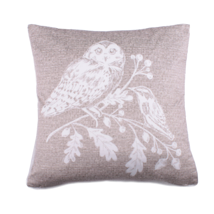 Woodland Owls Cushion by Dreams & Drapes Lodge in Sage 43 x 43cm - Cushion - Dreams & Drapes Lodge