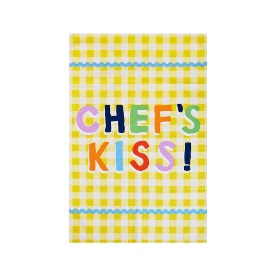 Yes Chef Kiss Cotton Tea Towel in Multicolour