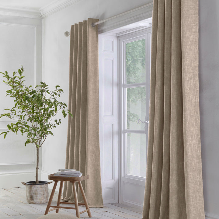 Boucle Pair of Eyelet Curtains by Appletree Loft in Linen - Pair of Eyelet Curtains - Appletree Loft