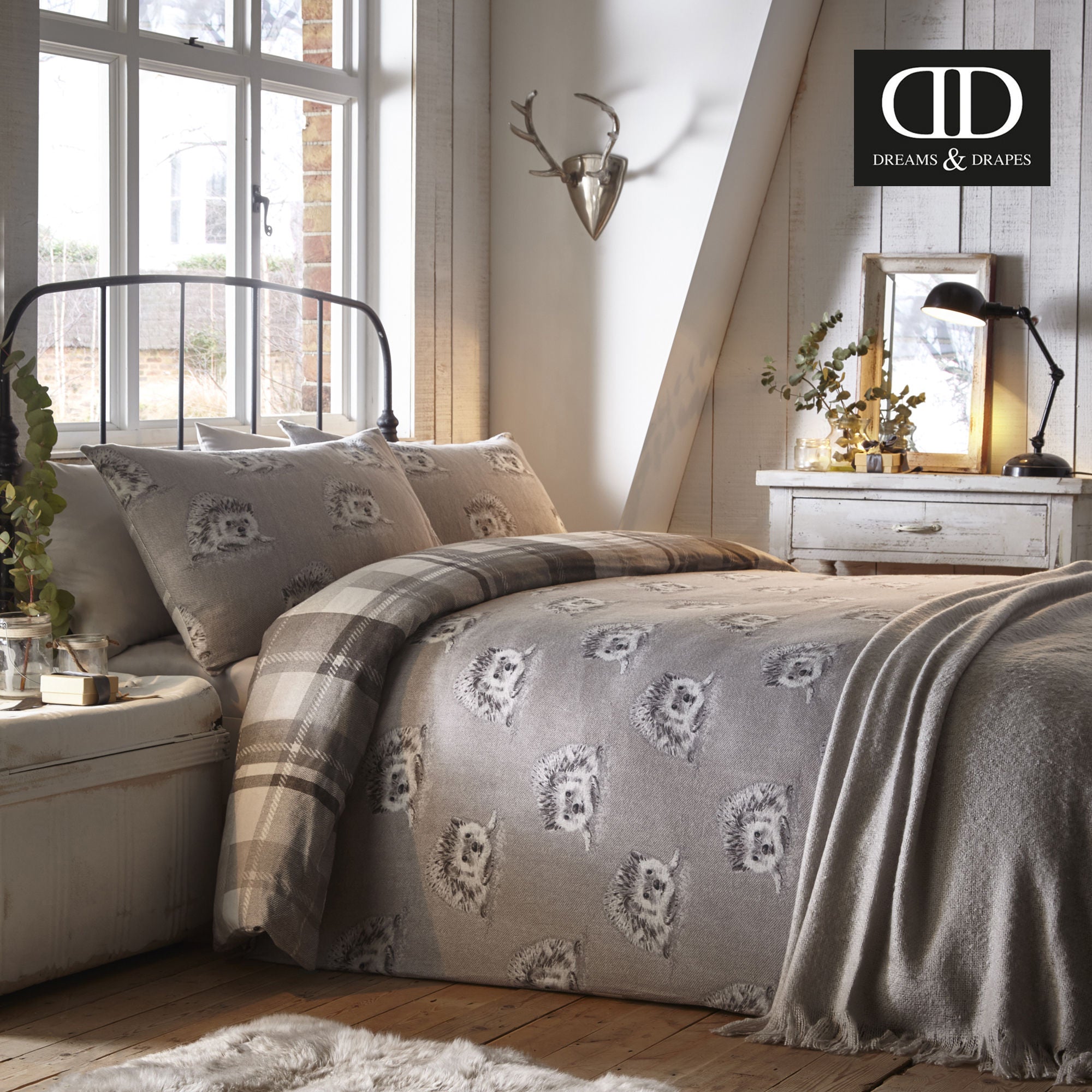 Colville Check Duvet Cover Set by Dreams & Drapes Lodge in Grey - Duvet Cover Set - Dreams & Drapes Lodge
