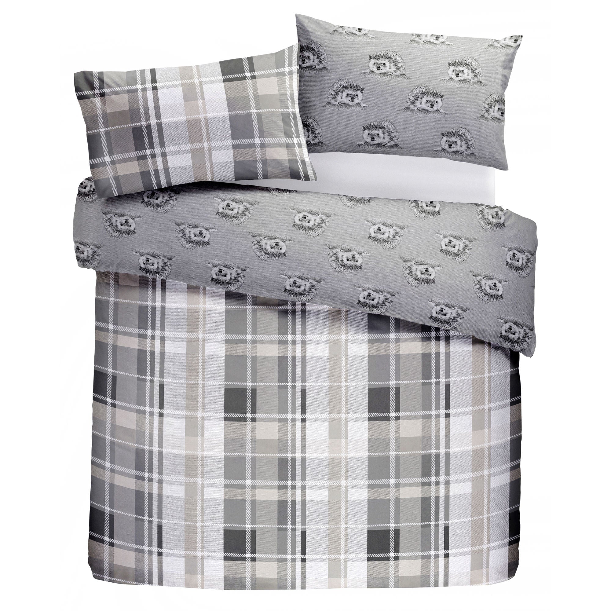 Colville Check Duvet Cover Set by Dreams & Drapes Lodge in Grey - Duvet Cover Set - Dreams & Drapes Lodge