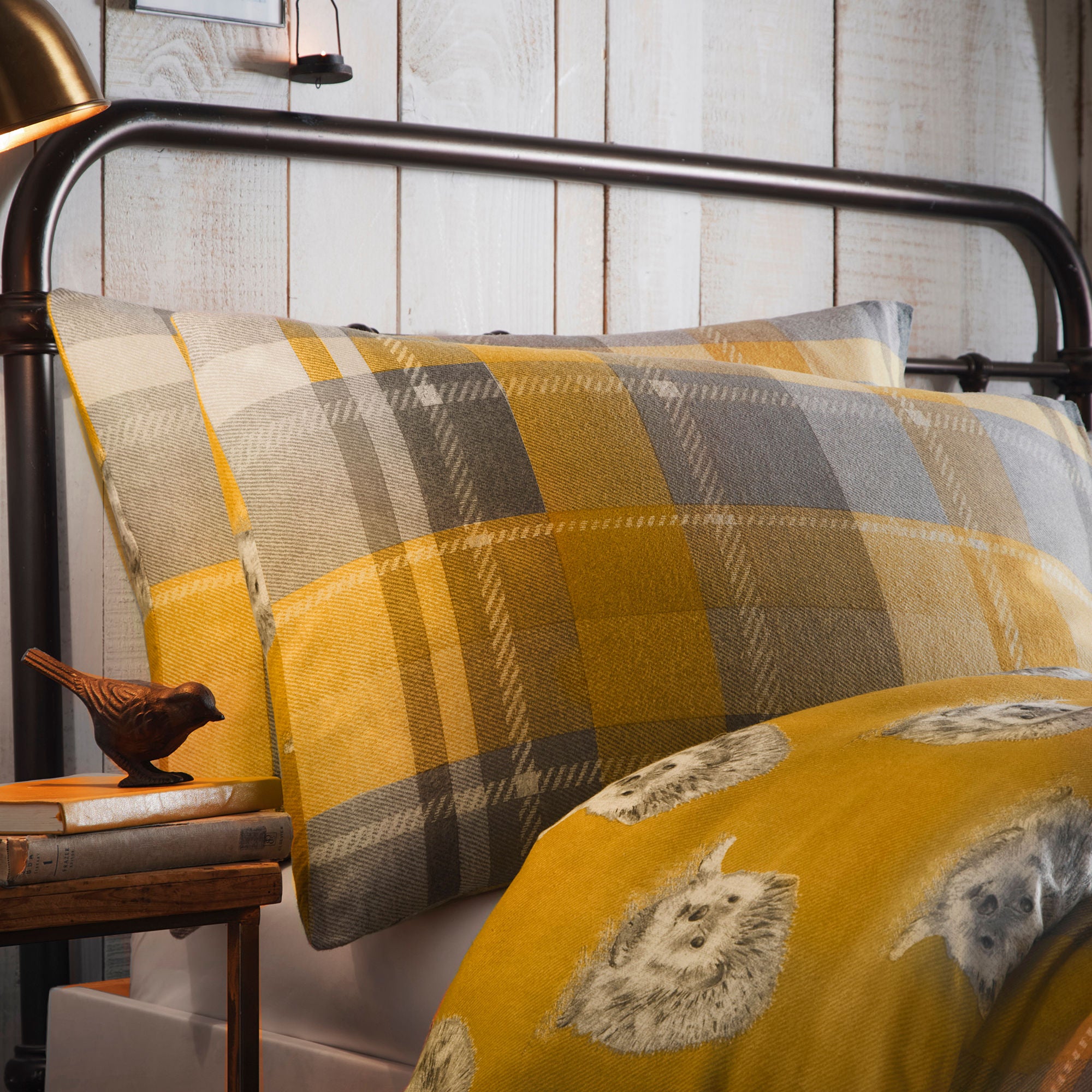 Colville Check Duvet Cover Set by Dreams & Drapes Lodge in Ochre - Duvet Cover Set - Dreams & Drapes Lodge