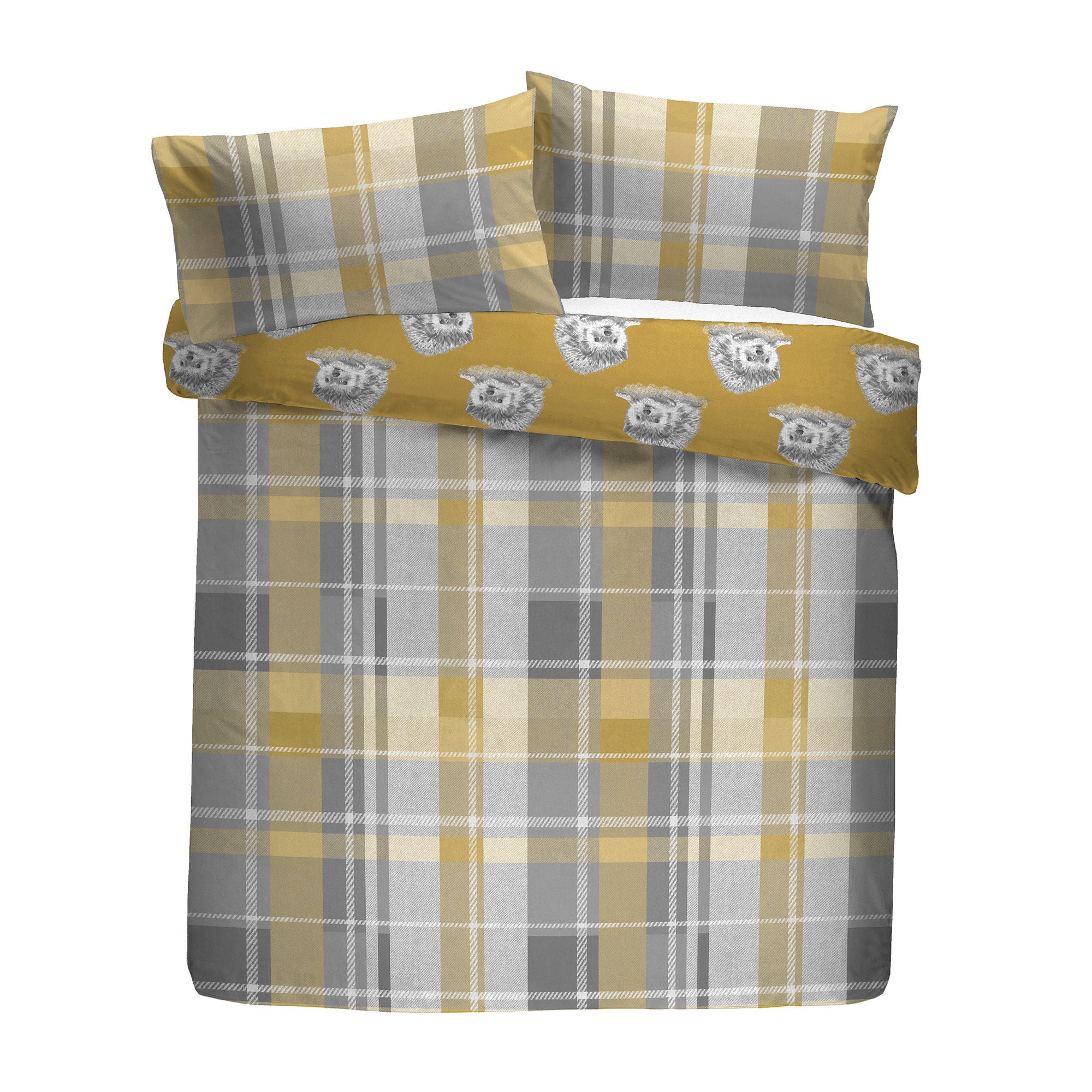 Colville Check Duvet Cover Set by Dreams & Drapes Lodge in Ochre - Duvet Cover Set - Dreams & Drapes Lodge