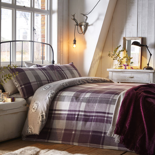 Colville Check Duvet Cover Set in Plum