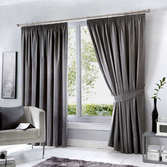 Dijon Pencil Pleat Curtains in Charcoal