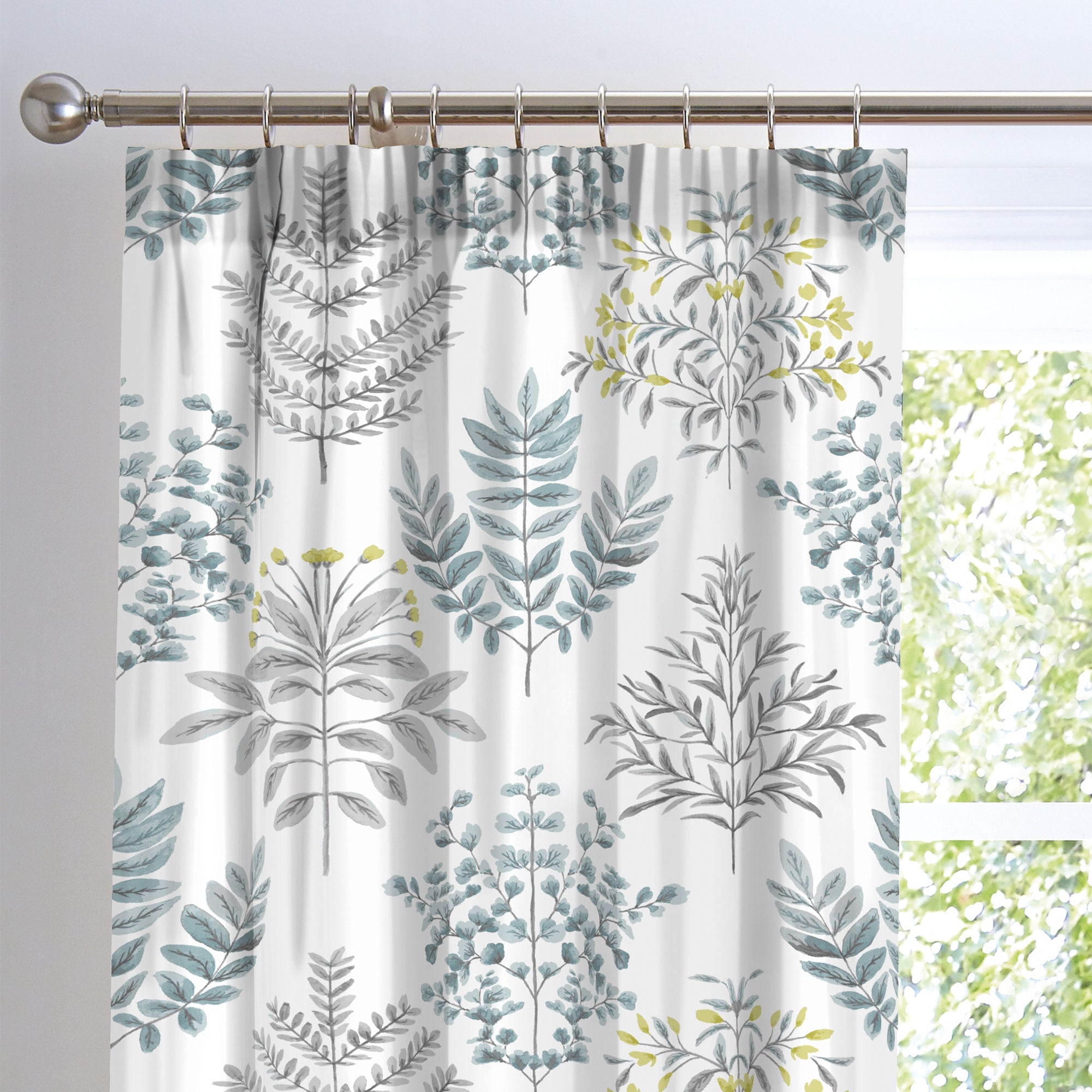 Emily Pair of Pencil Pleat Curtains With Tie-Backs by Dreams & Drapes in Duck Egg - Pair of Pencil Pleat Curtains With Tie-Backs - Dreams & Drapes