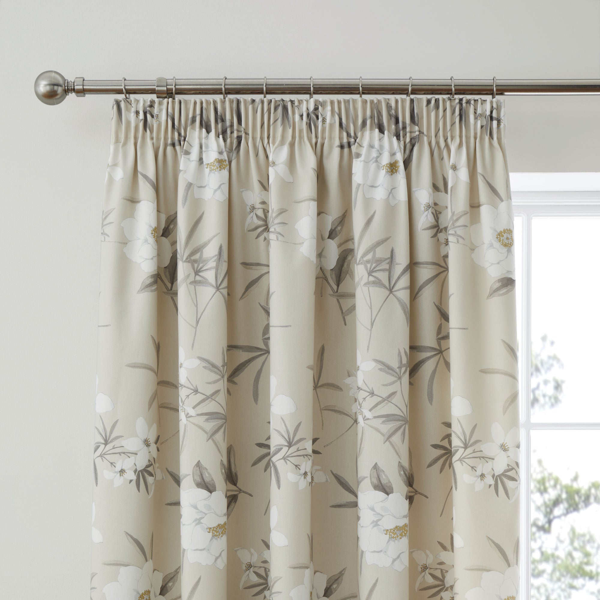 Eve Pair of Pencil Pleat Curtains With Tie-Backs by Dreams & Drapes Design in Natural - Pair of Pencil Pleat Curtains With Tie-Backs - Dreams & Drapes Design