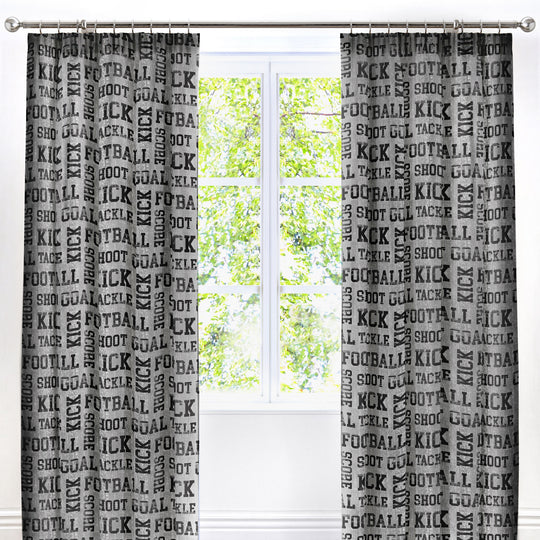Football Pencil Pleat Curtains in Grey