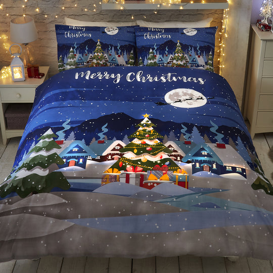 Glow In The Dark Christmas Duvet Cover Set in Multicolour