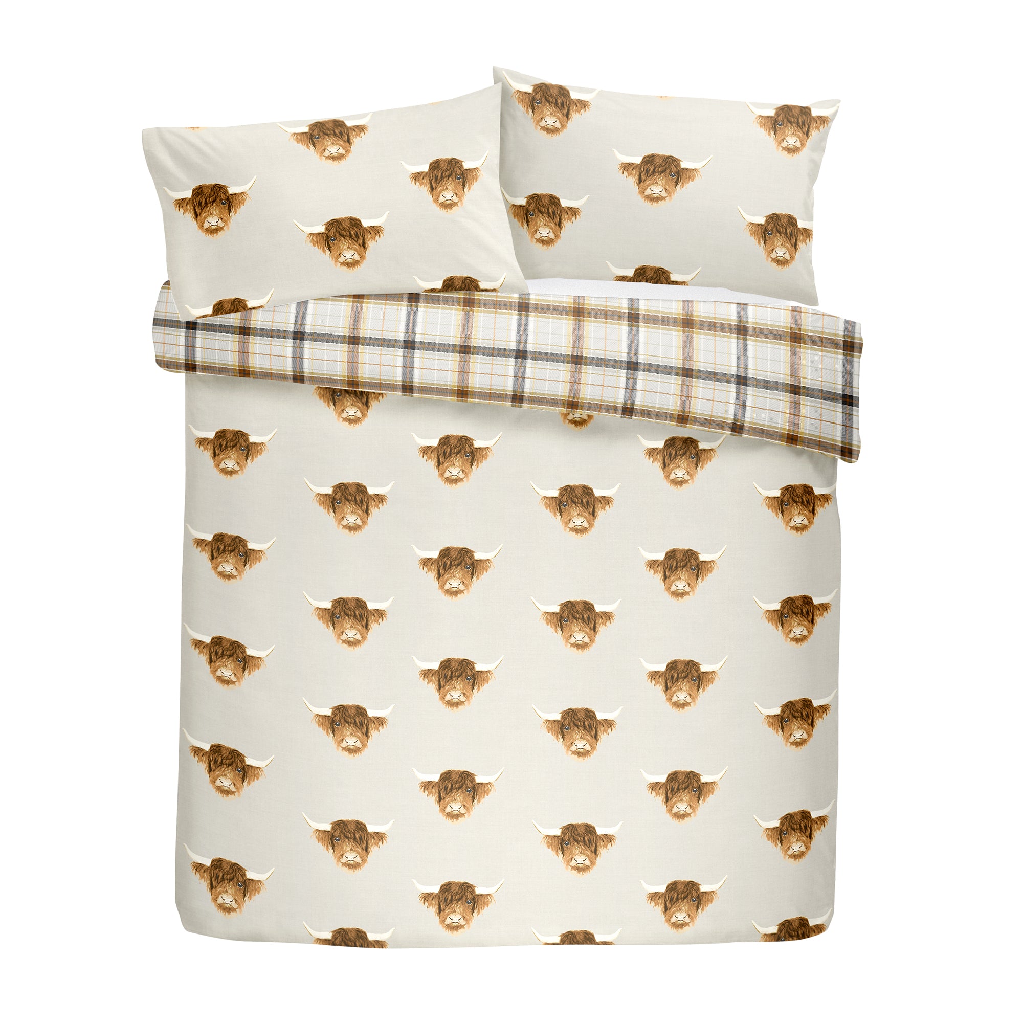 Highland Cow Duvet Cover Set in Natural - Duvet Cover Set - Fusion