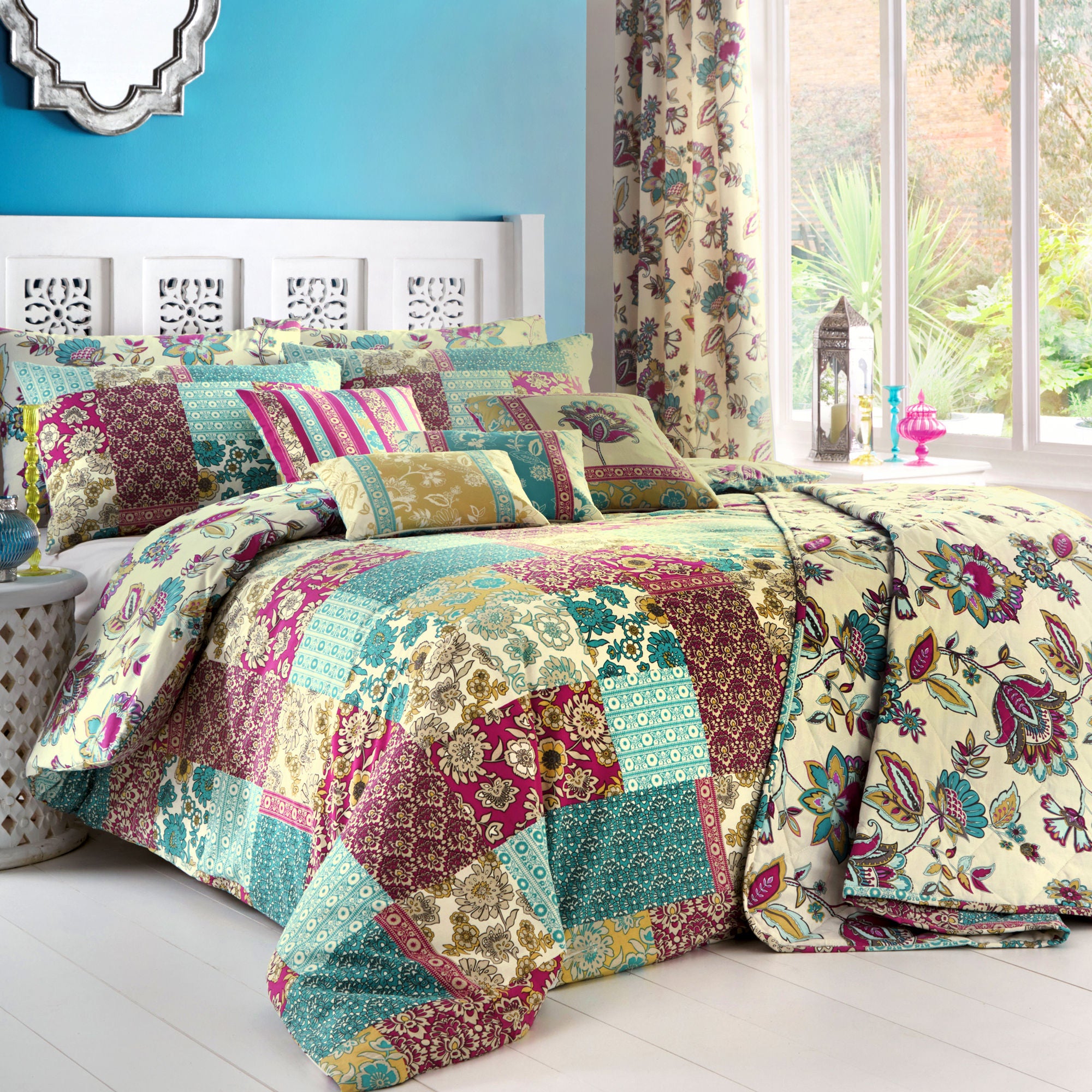 Marinelli Bedspread by Dreams & Drapes in Teal 229cm X 195cm - Bedspread - Dreams & Drapes