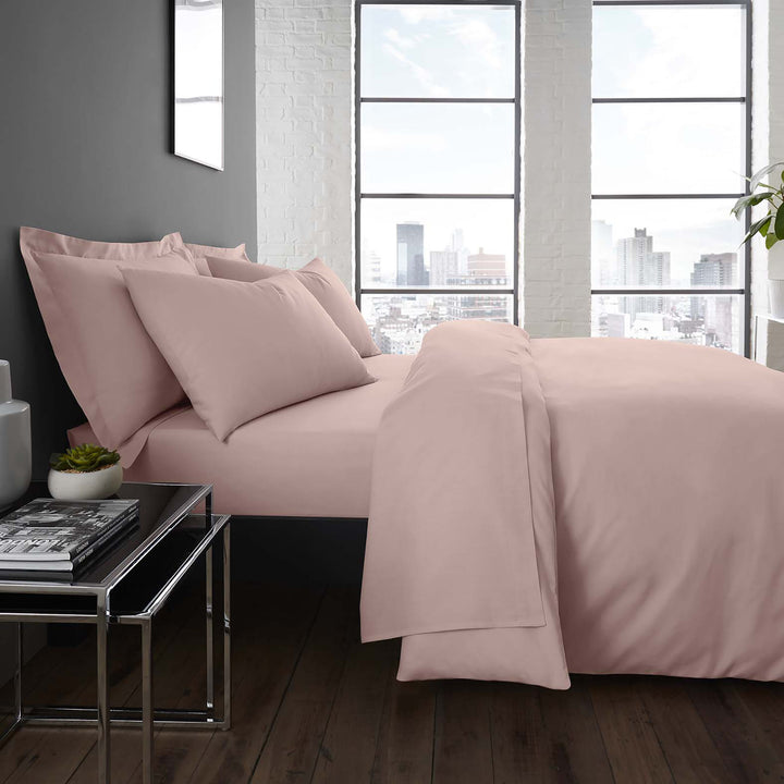 Plain Dyed 32cm Fitted Bed Sheet by Serene in Blush - 32cm Fitted Bed Sheet - Serene