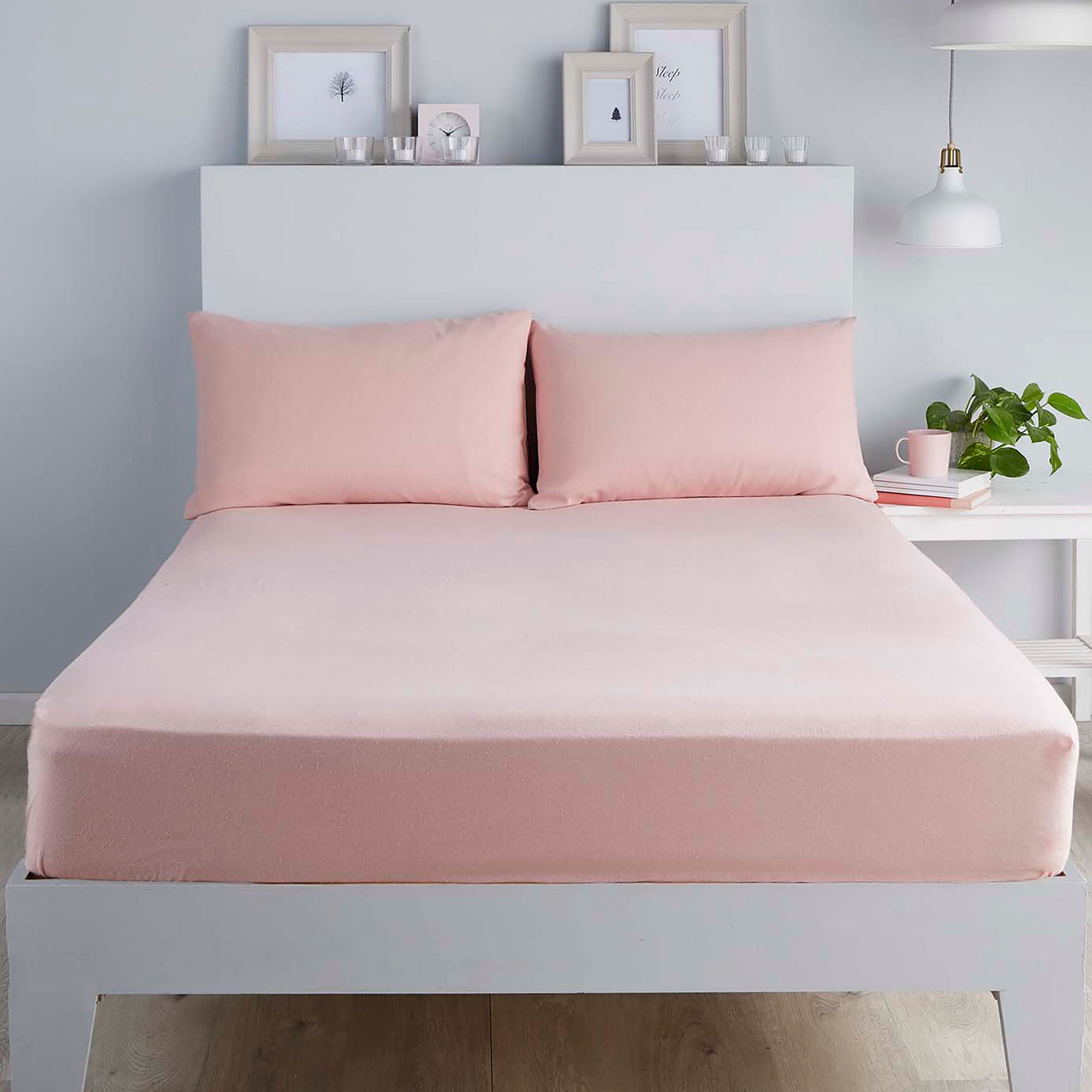 Plain Dyed 32cm Fitted Bed Sheet by Serene in Blush - 32cm Fitted Bed Sheet - Serene
