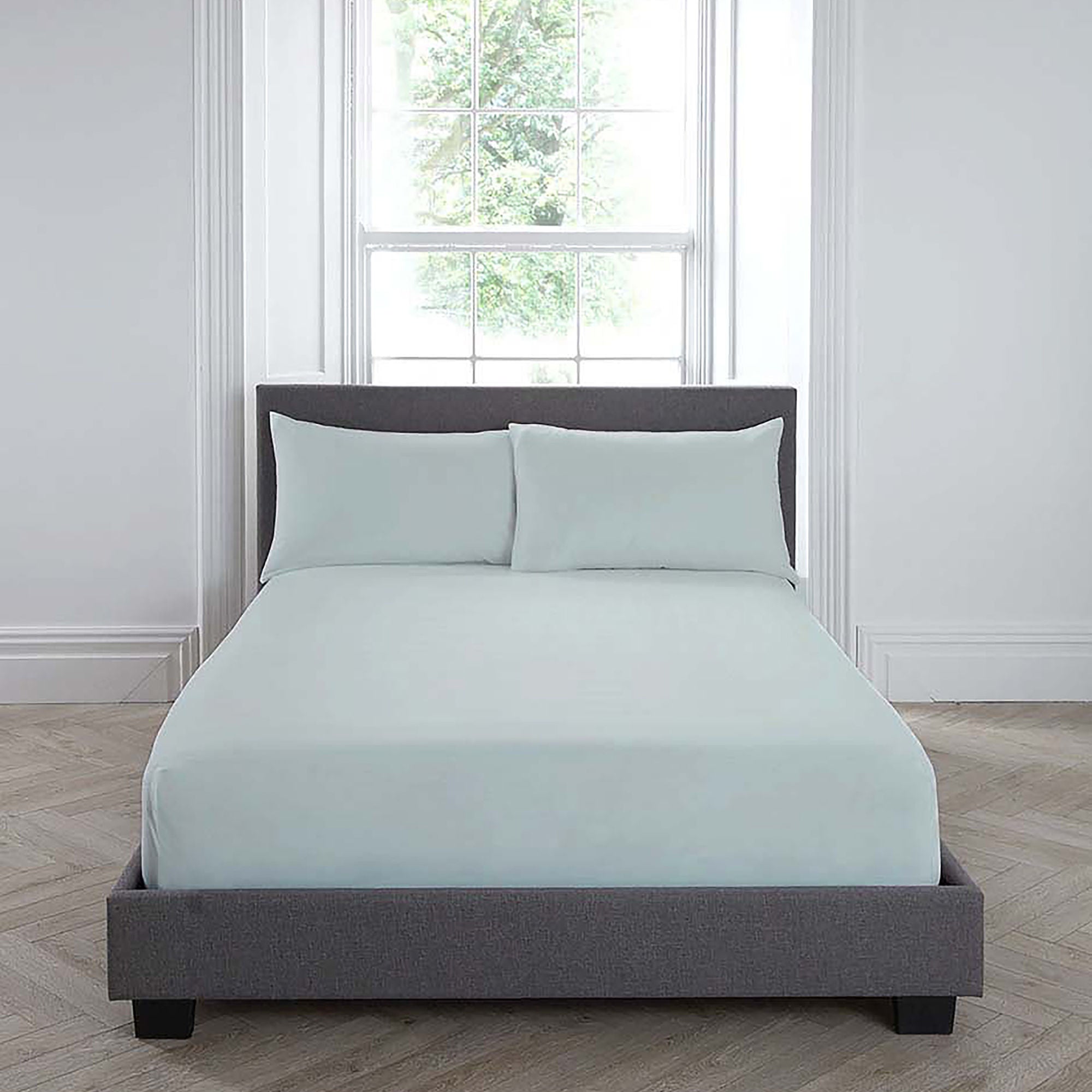 Plain Dyed 32cm Fitted Bed Sheet by Serene in Duck Egg - 32cm Fitted Bed Sheet - Serene