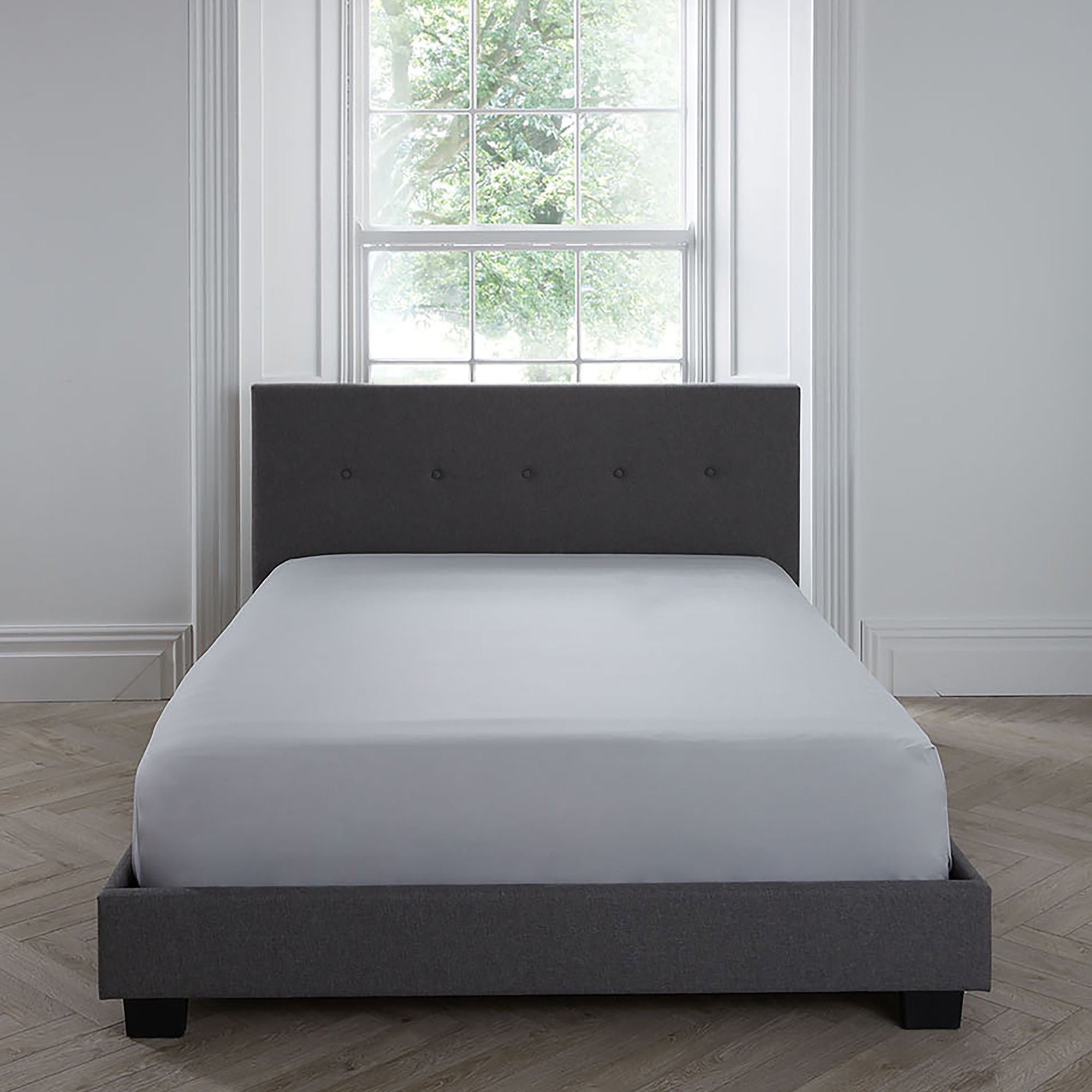 Plain Dyed 32cm Fitted Bed Sheet by Serene in Silver - 32cm Fitted Bed Sheet - Serene