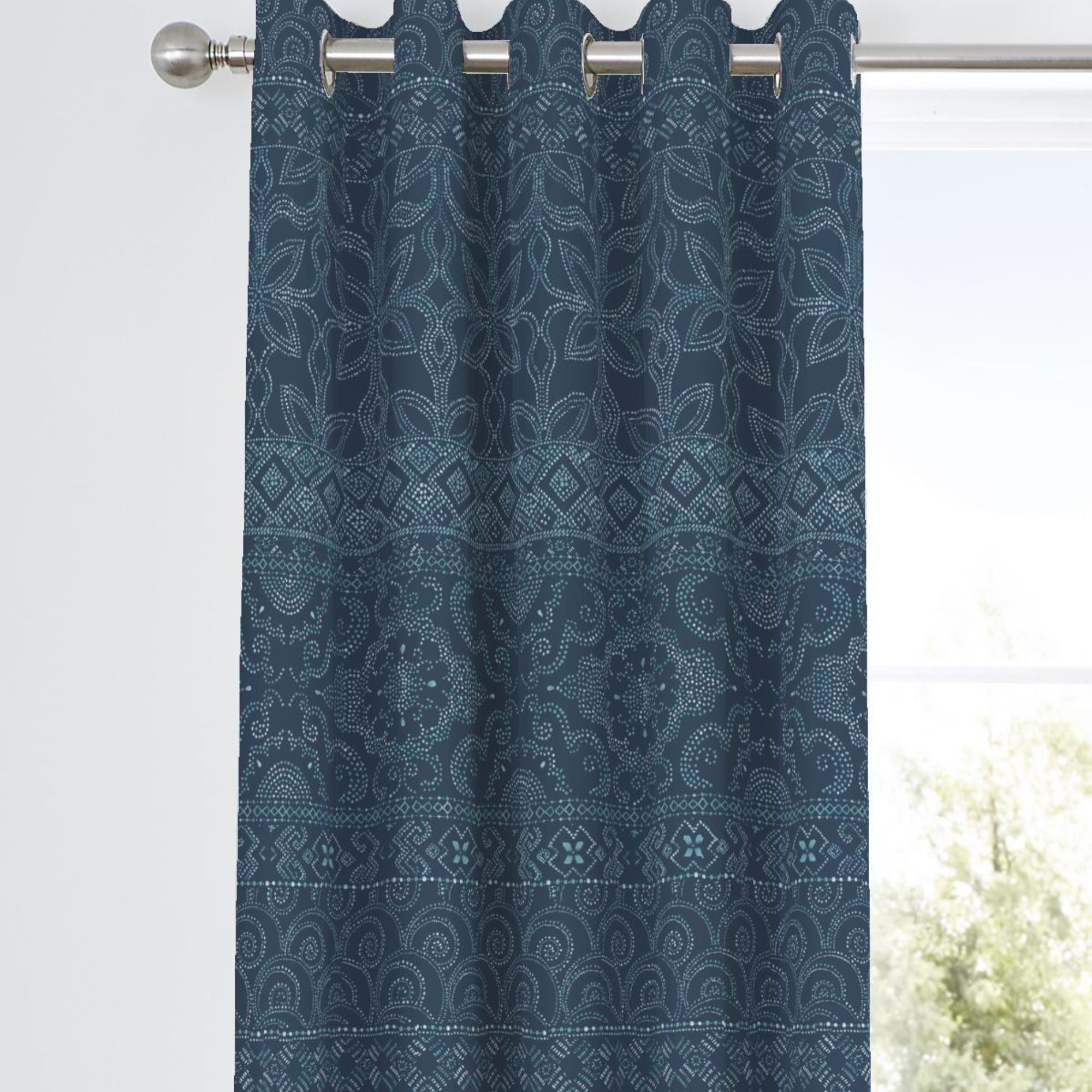 Rohini Pair of Eyelet Curtains by Dreams & Drapes Design in Blue - Pair of Eyelet Curtains - Dreams & Drapes Design